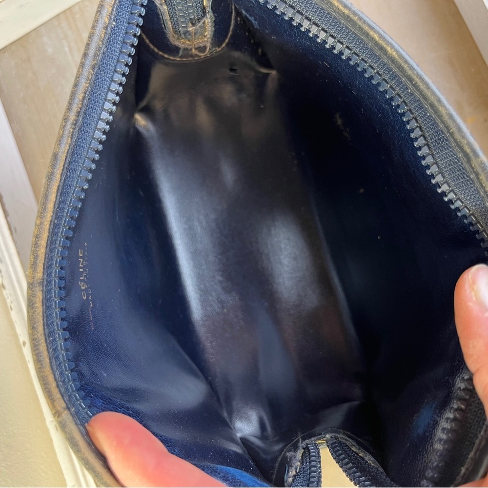 Vintage Celine Navy Macadam Toiletry Bag COA Horse Carriage Old Money Luxury - Picture 6 of 13